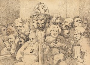 Litterære figurer samlet omkring Shakespeares medaljon af John Hamilton Mortimer