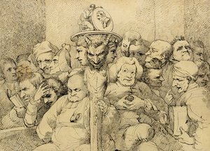Litterære figurer samlet omkring Shakespeares medaljon af John Hamilton Mortimer