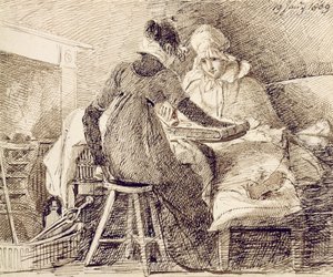 A Game of Backgammon, 19. januar 1809 (pen og blæk på papir) af John Harden