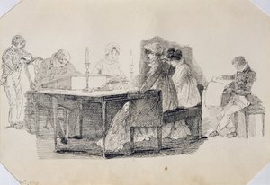 An Evening at Home, 1804 (pen og blæk på papir) af John Harden