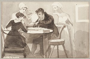 Skak, 1812 (wc på papir) af John Harden
