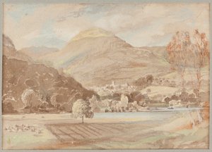 Fields outside Brathay, 1812 (wc på papir) af John Harden
