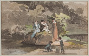 Gruppe ved vandet, 1810 (wc på papir) af John Harden