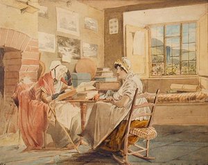 Interiør, Brathay Hall (akvarel på papir) af John Harden