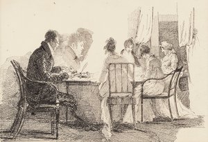 Interiør med siddende figurer, 1804-05 af John Harden