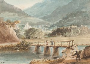 Old Miller Bridge, 1843 (wc på papir) af John Harden