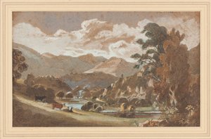Skelwith, Lake District, Cumbria (wc på papir) af John Harden
