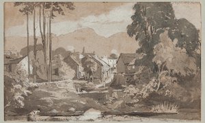 View East to Ambleside, 1812 (wc på papir) af John Harden