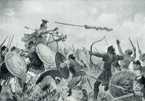 Et romersk slag med Volscians (litho) af John Harris Valda