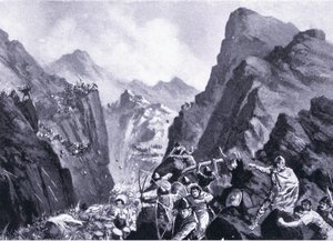 Udslettelse af den græske hær, illustration fra Hutchinsons History of the Nations VOL 4 c.1920