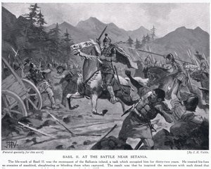 Basil II, i kamp nær Setania 1017AD af John Harris Valda
