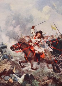 Frederick William, den store kurfyrste, ved Fehrbellin (farve litho) af John Harris Valda