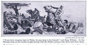 Hvis en herre erobrer land i Wales, kan han beholde det for sig selv, sagde kong William, ca. 1950 af John Harris Valda