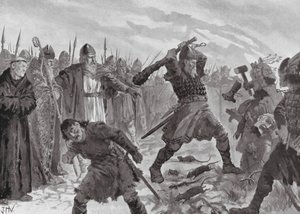 Kong Olav den Hellige bryder billedet af guden Mor af John Harris Valda