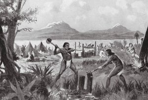 Stiftelsen af byen Mexico (litografi) af John Harris Valda