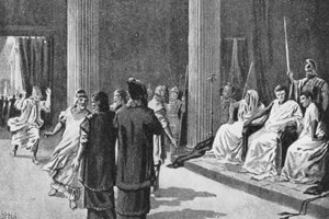 Jøderne før Caligula, 40 e.Kr. (litografi) af John Harris Valda