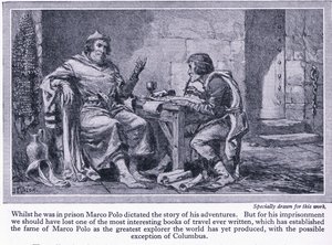 Mens han var i fængsel, dikterede Marco Polo historien om sine eventyr, ca. 1950