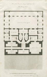 Stafford - Plan over Basement Story of Shire Hall: gravering, nd [1794-1798] (tryk) af John Harvey