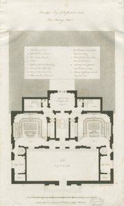 Stafford - Plan af Shire Halls hovedetage: gravering, nd [1794-1798] (tryk) af John Harvey