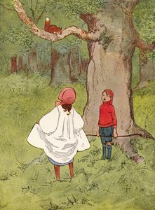 "Et kært lille egern, med en krøllet hale" (farve litho)
