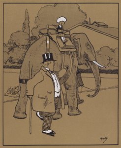 "Han kaldte elefanten et stumt udyr eller noget" (farve litho) af John Hassall