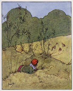 Agerhønen (farve litho) af John Hassall