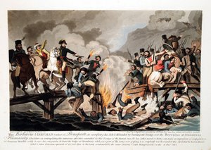 Fransk hær krydser Berezina i november 1812 - Hassell, John (1767-1825) - 1813 - Akvatinte - 41,6x57,6 - Privat samling
