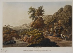 Skaft af en blymine. Udsigt nær Pont Aberglaslyn, Carnarvonshire, med udsigt mod Cardigan-bugten, udgivet i 1798 (farvet indgravering)