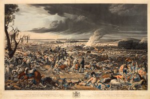 The Field of Waterloo, som det så ud morgenen efter det mindeværdige slag den 18. juni 1815 (akvatint, farvet)