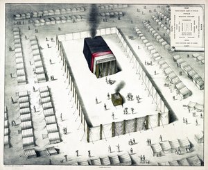 The Tabernacle in the Wilderness, and plan of the encampment, udgivet 1850 (farvelitografi) af John Henry Camp