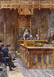 Taleren for Underhuset (farve litho) af John Henry Frederick (after) Bacon