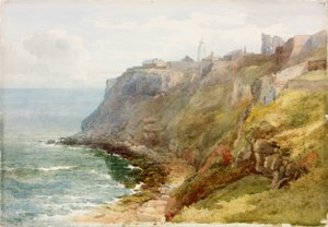 Tynemouth Priory (blyant og akvarel på papir (klisteret på kort))