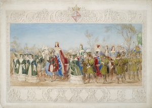 Jane Georgiana, Lady Seymour, Queen of Beauty blyant og wc på papir af John Henry Nixon