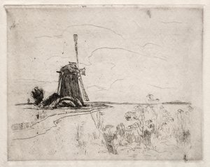 Mølle og ukrudt, Holland af John Henry Twachtman
