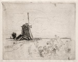 Mølle og Ukrudt, Holland. af John Henry Twachtman