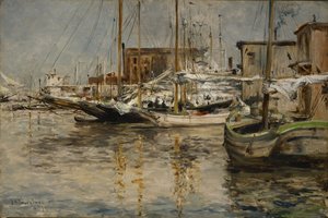 Østersbåde, North River af John Henry Twachtman
