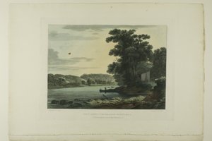 Udsigt over Falls of Schuylkill, plade tre af det første antal maleriske udsigter over amerikansk sceneri af John Hill