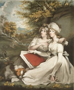 The Daughters of Sir Thomas Frankland, Bart., indgraveret og pub. af William Ward (1766-1826), 1797 (mezzotintgravering) af John Hoppner