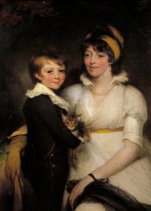Ung kvinde og lille dreng holder en kat, maleri af John Hoppner (1758-1810) af John Hoppner