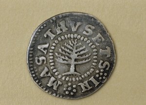 Pine Tree Shilling, 1667-1682 (sølv) af John Hull