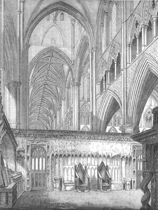 The Nave, Westminster Abbey, ser mod vest fra St. Edwards Chapel, 1845
