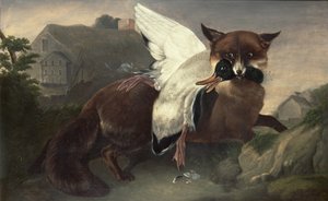 Ræv og gås, ca. 1835 (olie på lærred) af John James Audubon