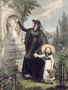 Kirkegården i Pere Lachaise, trykt af Charles Joseph Hullmandel (1789-1850) pub. 1822 (farvegravering)