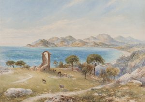 Udsigt over Esterelles-bjergene fra Cannes (wc på papir)