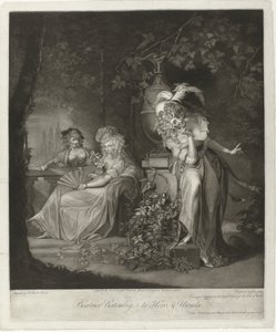 Hero og Ursula bliver overhørt af Beatrice Beatrice lytter til Hero & Ursula (titel på objekt)