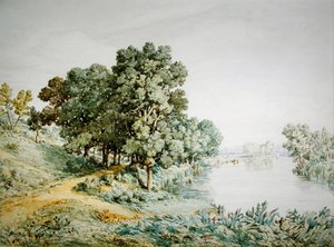 Postwick Grove on the River Yare (akvarel på papir)