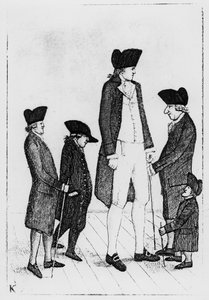 Byrne, den irske kæmpe, Mr. Watson, Mr. McGowan, Mr. Fairholme og Geordie Cranstoun, 1784 af John Kay