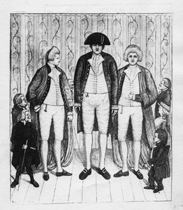 Tre kæmper med en gruppe tilskuere, 1784 af John Kay