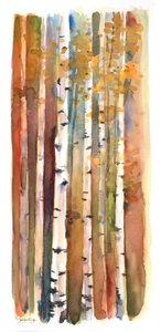 Birkes i efteråret, 2013, (akvarel) af John Keeling