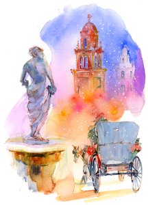 Plaza Holiday, 2016, (akvarel) af John Keeling